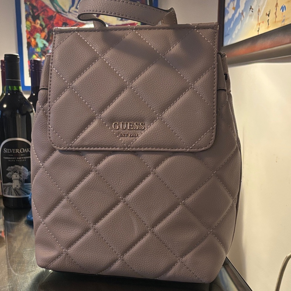 GUESS Quilted Faux Leather Backpack - Beige
